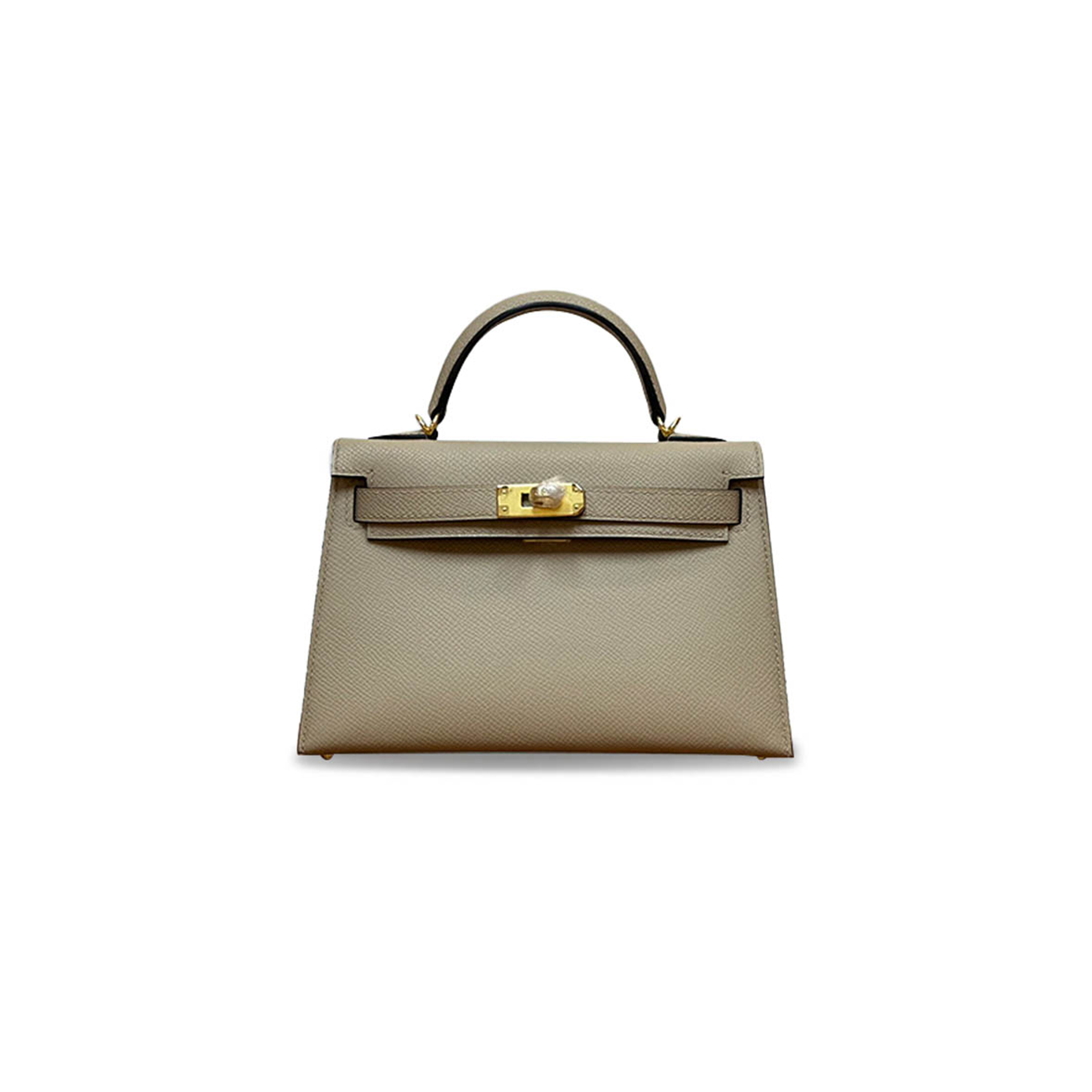 HERMÈS MINI KELLY II EPSOM TURTLEDOVE GRAY GOLD BUCKLE (19*12*5.5cm) 